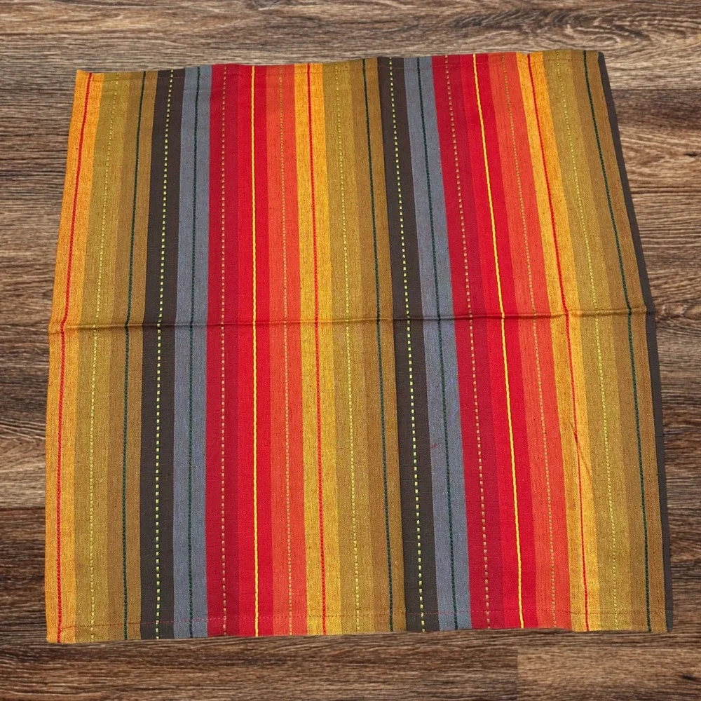 Urban Villa Striped Multicolor Napkins- 6 Piece Textured Cotton Fabric